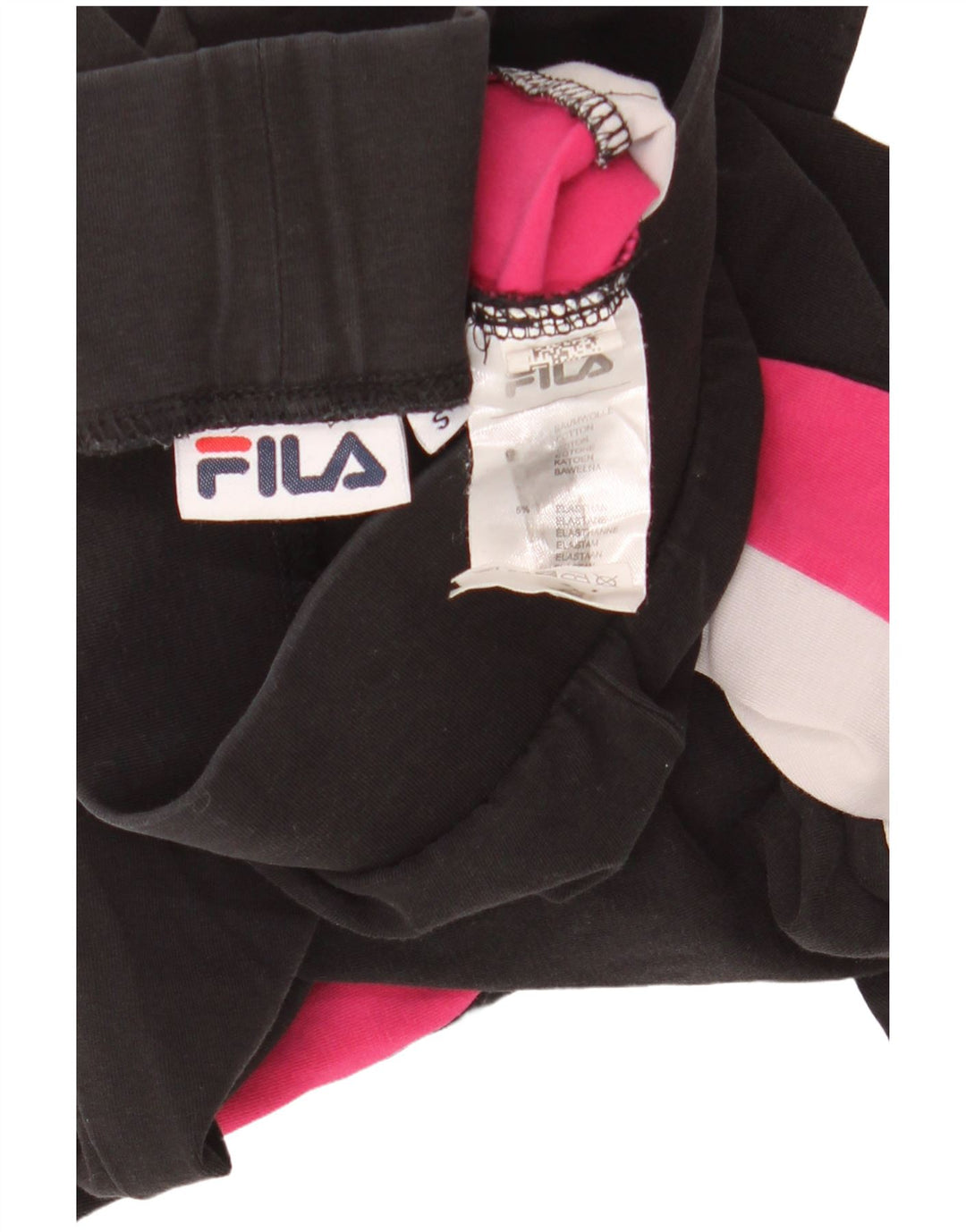 FILA Leggings Femme UK 8 Petit Coton Colorblock Noir