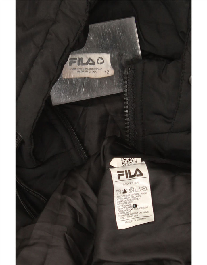Fila Veste matelassée à capuche pour femme UK 12 Medium Noir Polyester