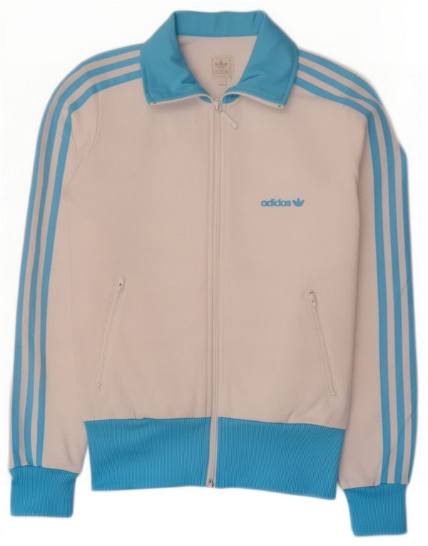 Adidas Veste de survêtement pour femme EU 34 XS Blanc Colorblock Coton