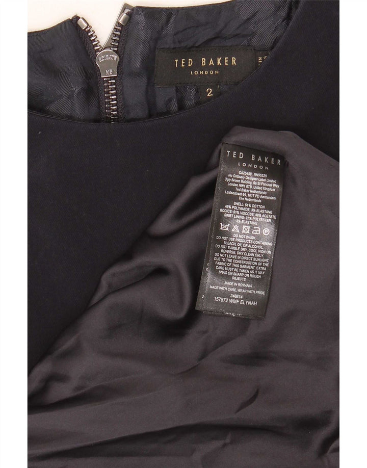 Ted Baker Robe péplum pour femme Taille 2 Petit Bleu marine Coton