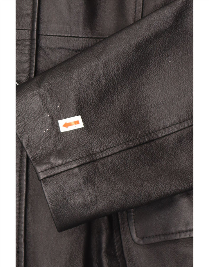 CAPELLE Manteau en cuir pour femme UK 12 Cuir noir moyen