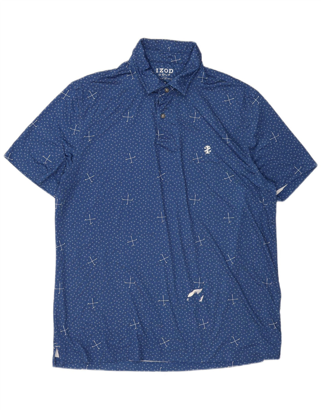 IZOD Polo Homme Grand Bleu Pois Polyester