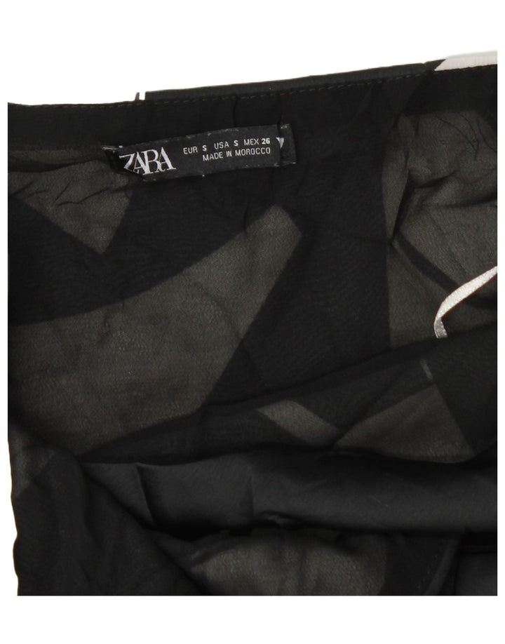 Zara Femme Mini Robe D'été UK 8 Petit Noir Géométrique