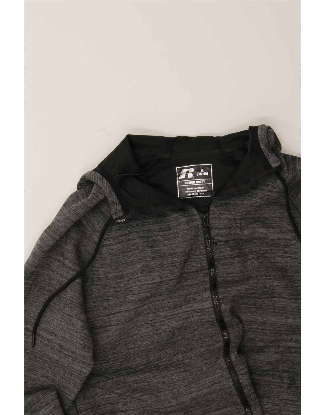 RUSSELL ATHLETIC Mens Zip Hoodie Sweater Medium Grey Flecked Polyester Vintage Russell Athletic and Second-Hand Russell Athletic from Messina Hembry 