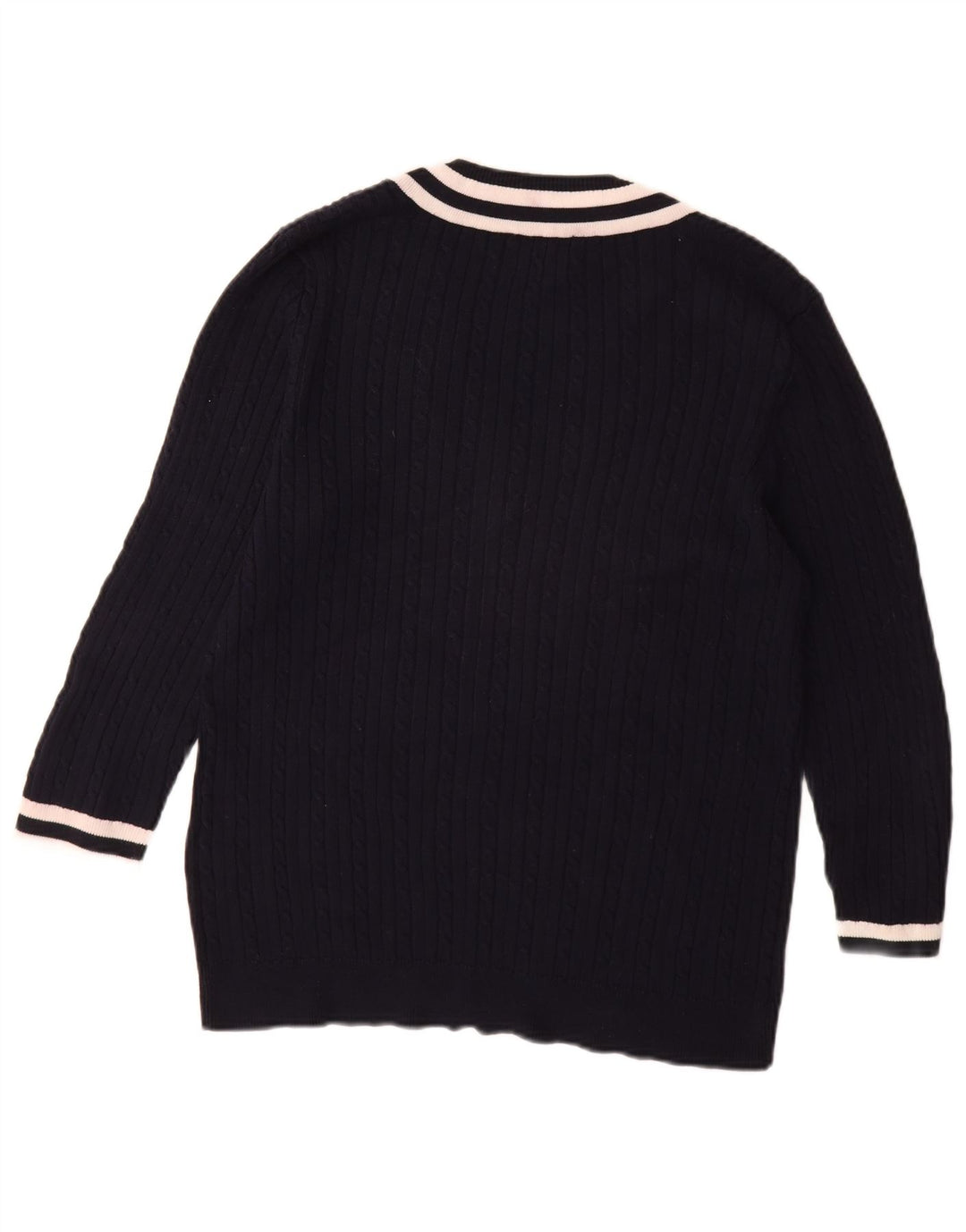 CHAPS Pull classique à manches 3/4 et col en V pour femme UK 18 XL Bleu marine