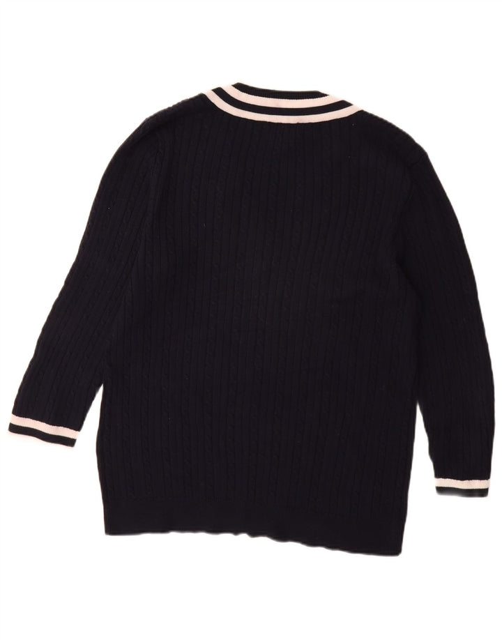 CHAPS Pull classique à manches 3/4 et col en V pour femme UK 18 XL Bleu marine