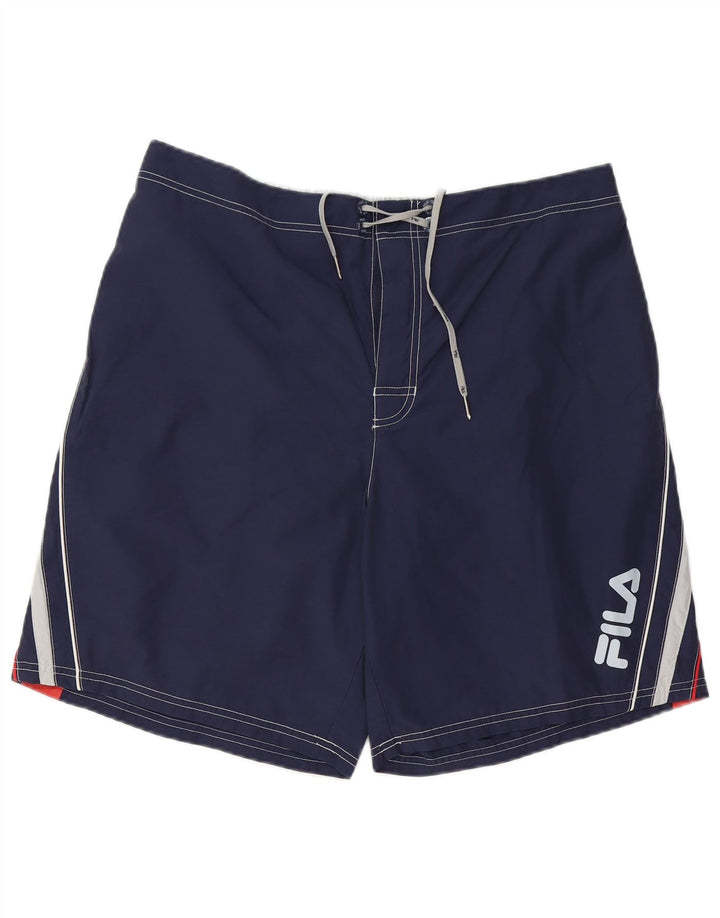 Fila Short de bain graphique pour homme 2XL en polyester color block bleu marine