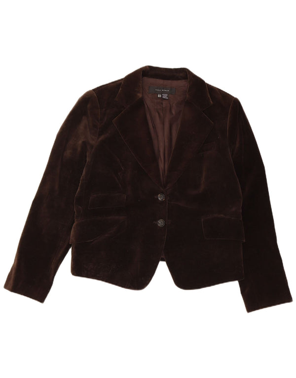 Zara Veste blazer en velours à 2 boutons pour femme UK 18 XL en coton marron