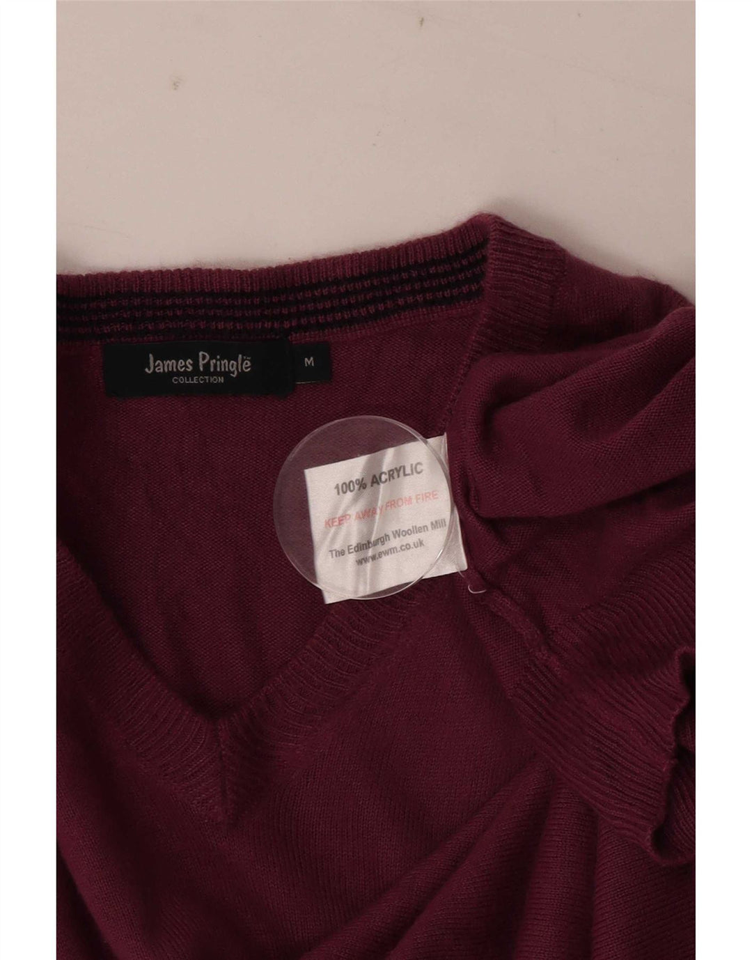 James Pringle Pull col V pour homme en acrylique bordeaux moyen