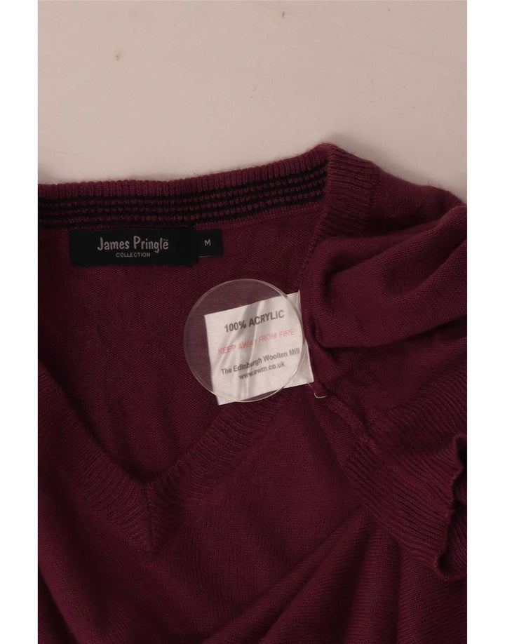 James Pringle Pull col V pour homme en acrylique bordeaux moyen