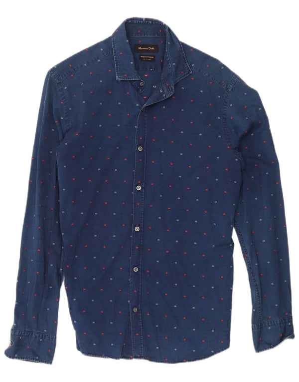 Chemise En Jean Massimo Dutti Homme Bleu Marine Moyen Floral
