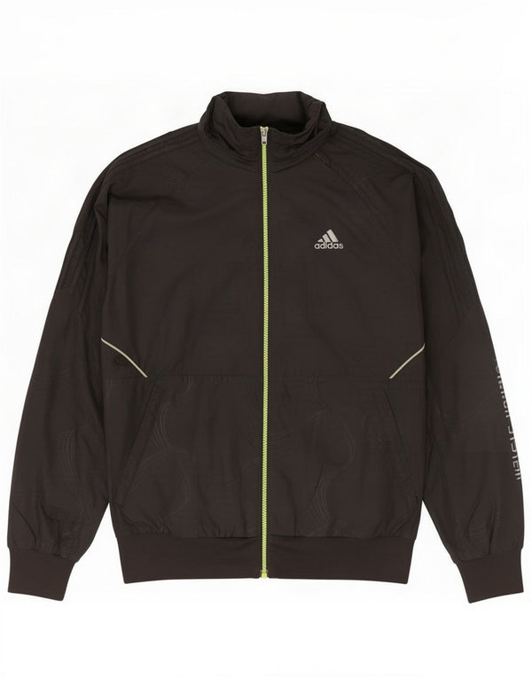 Adidas Mens Graphic Hooded Tracksuit Top Jacket Small Black Geometric
