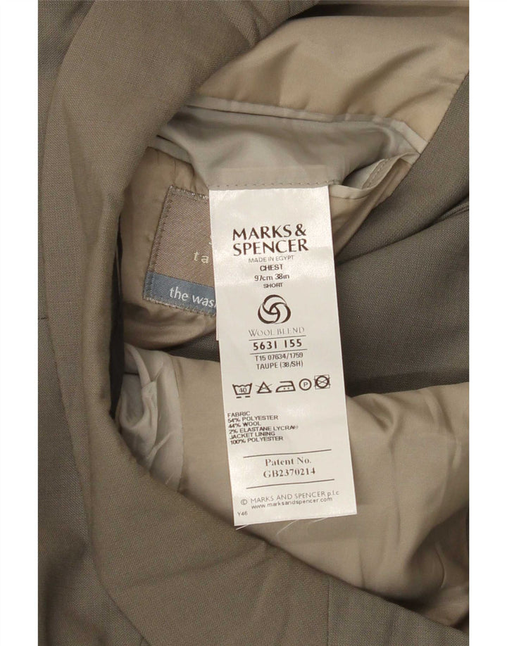 Marks & Spencer Veste blazer courte à 3 boutons pour homme UK 38 Kaki moyen