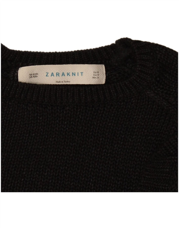 Zara Pull à col rond pour femme UK 14 Noir moyen
