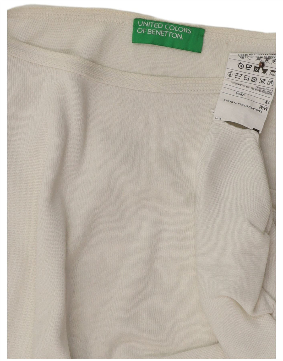 BENETTON Pull surdimensionné à col bateau pour femme UK 14 Blanc moyen