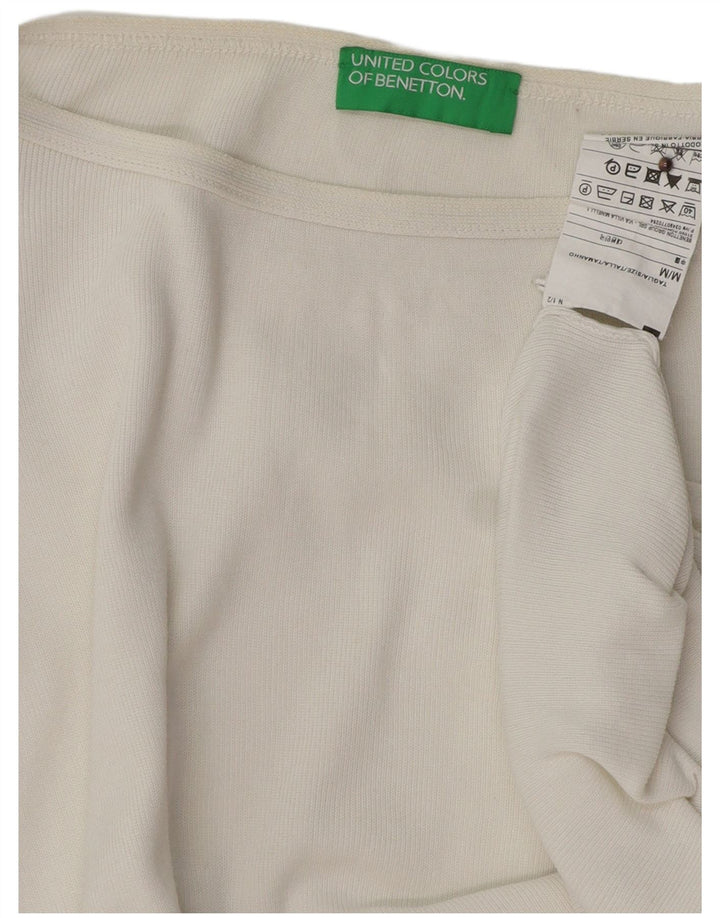 BENETTON Pull surdimensionné à col bateau pour femme UK 14 Blanc moyen