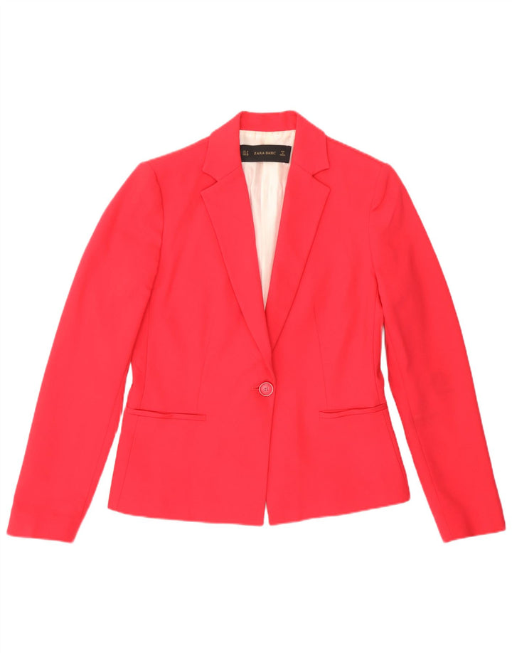 Zara Veste Blazer 1 Bouton Femme UK 14 Rose Moyen Polyester