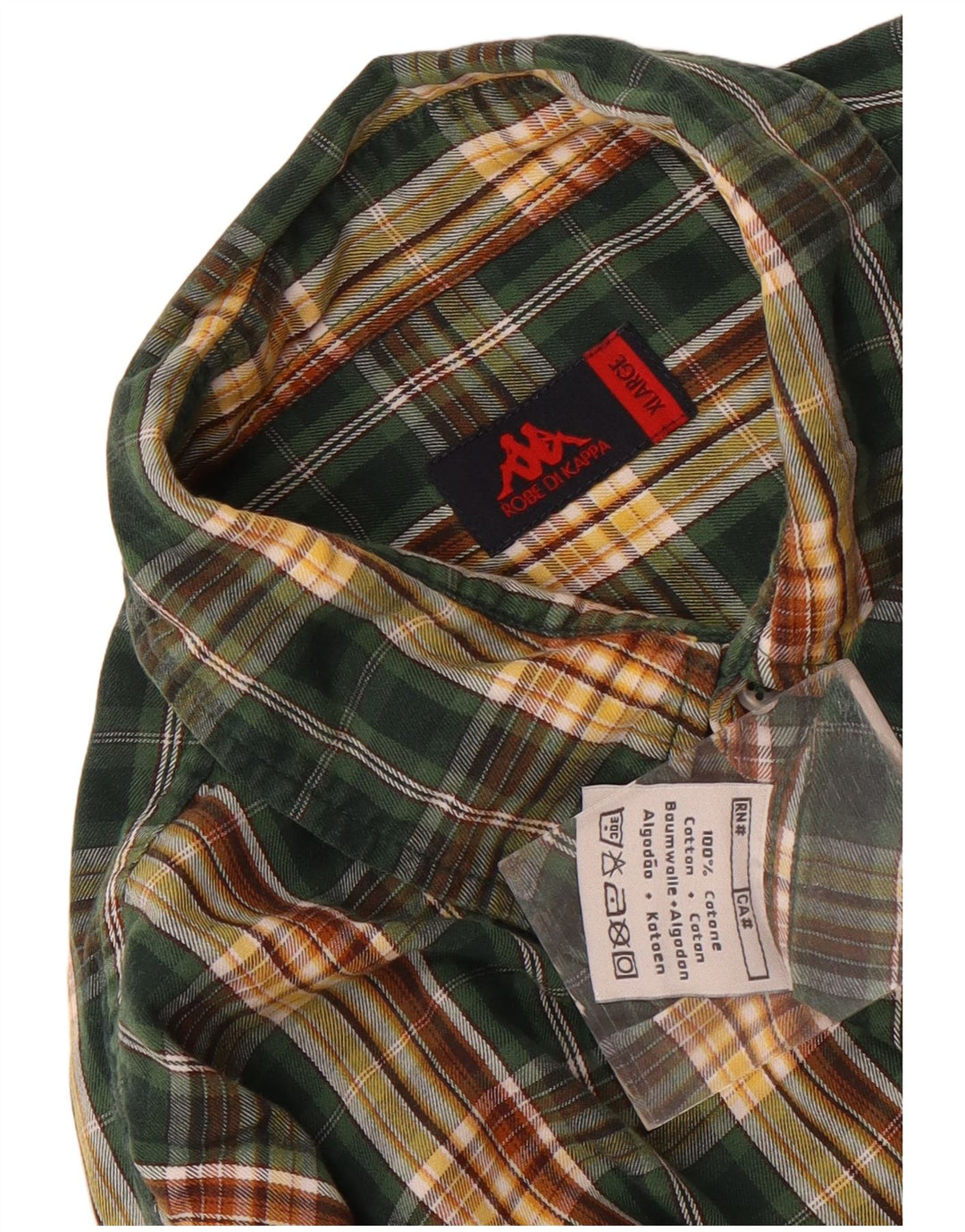 Kappa Chemise en flanelle XL pour homme Vert à carreaux en coton