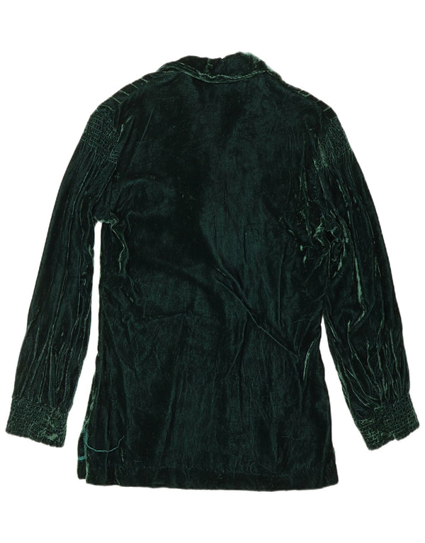 VINTAGE Chemise pull en velours femme US 8 Vert moyen