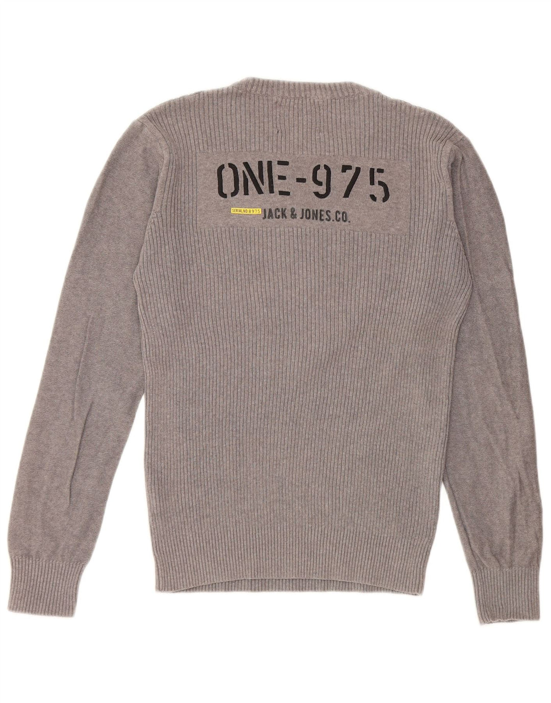 JACK & JONES Pull Graphique Col Ras du Cou Homme Gris Moyen Coton