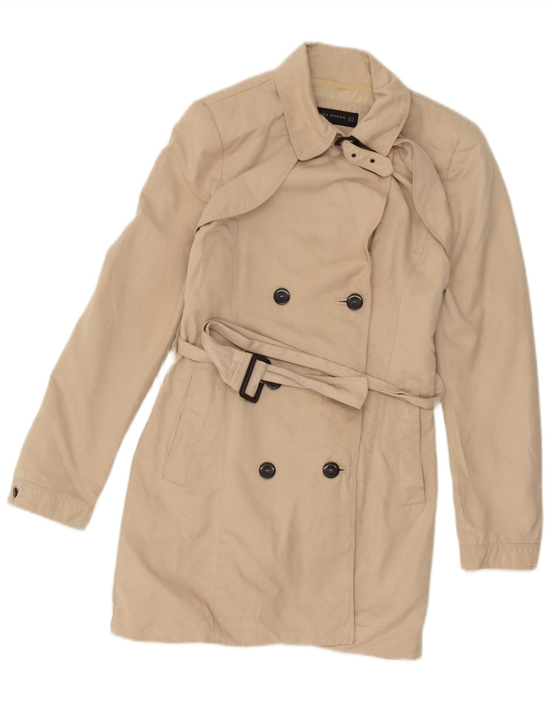 Zara Trench Femme UK 12 Polyester Beige Moyen