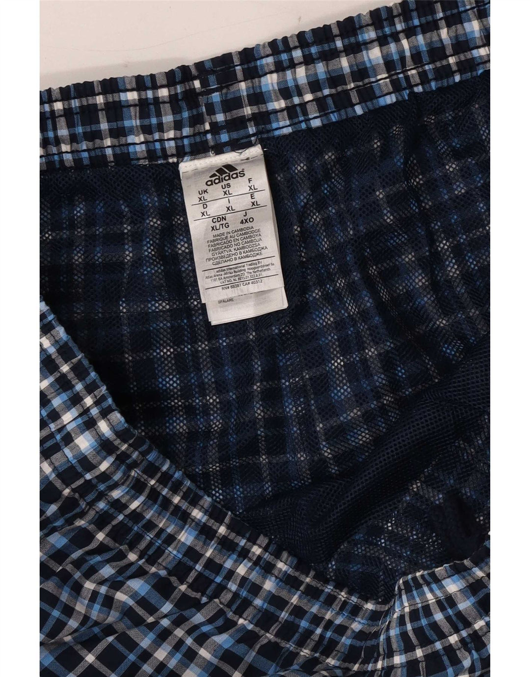 Adidas Short de bain pour homme XL Bleu à carreaux Polyester