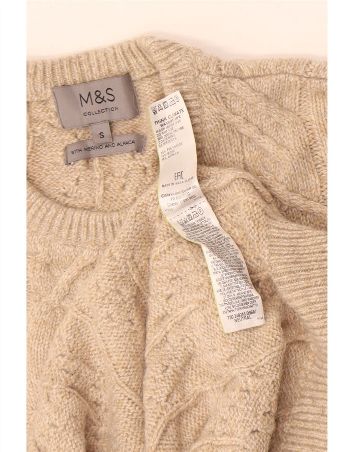 Marks & Spencer Pull Col Ras du Cou Homme Petit Beige Polyamide