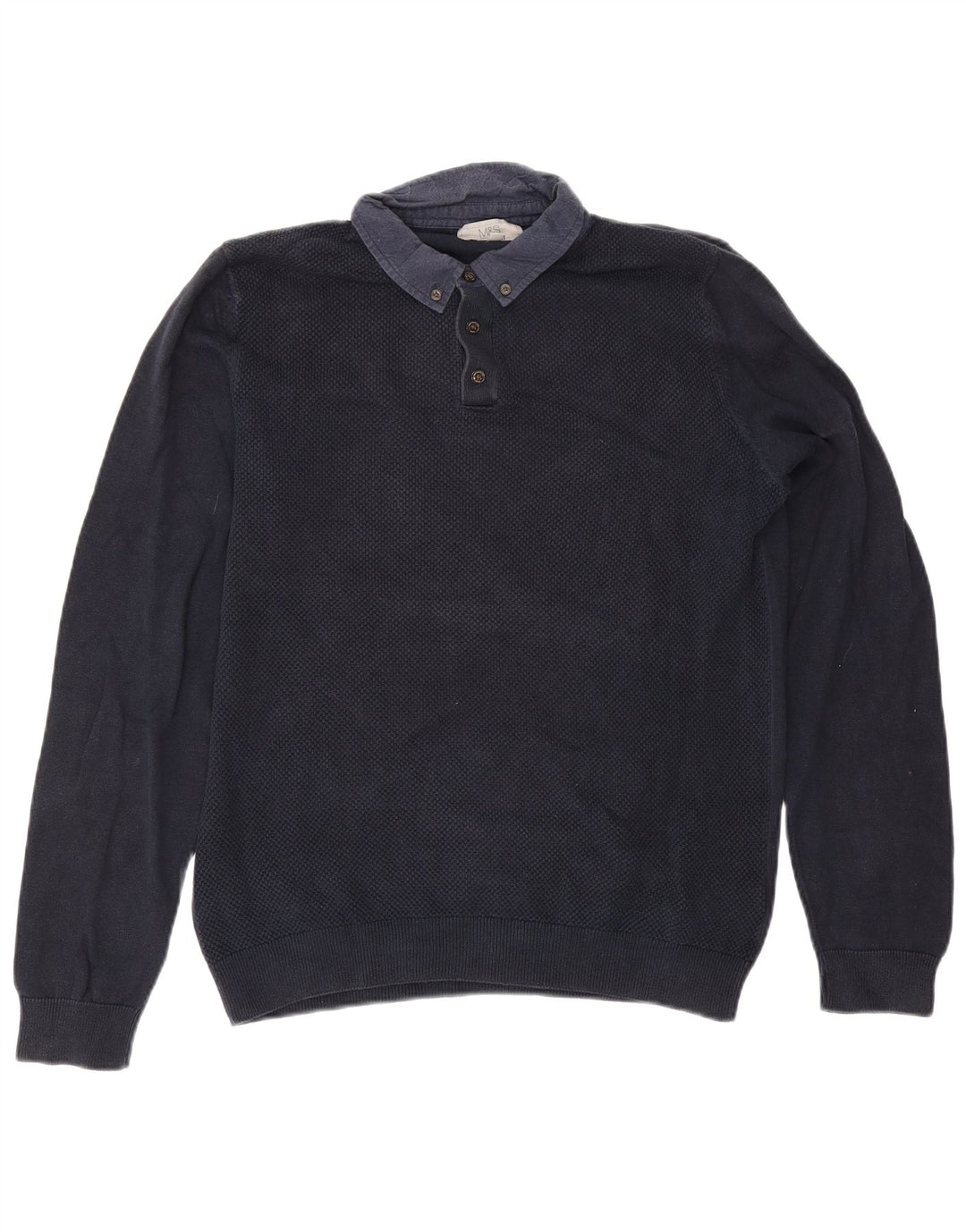 MARKS & SPENCER Pull Col Polo Homme Bleu Marine Moyen
