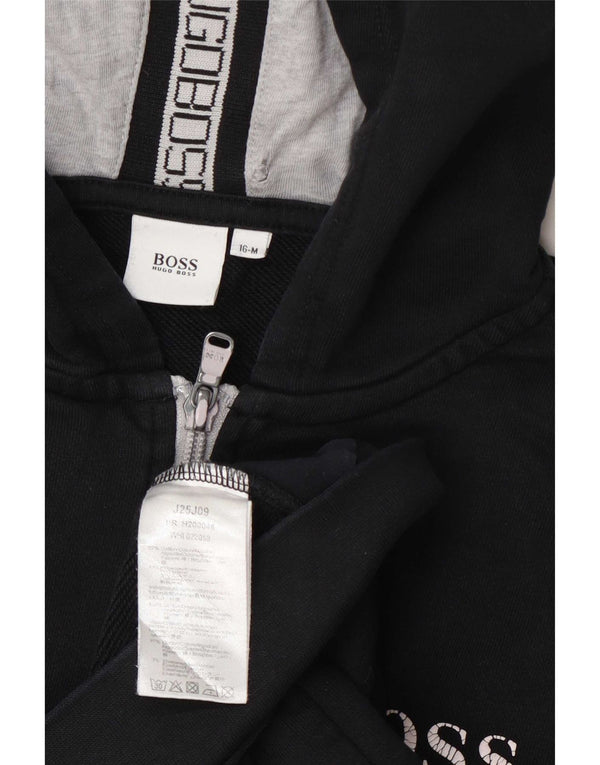 Hugo Boss Pull à capuche zippé garçon 15-16 ans Coton gris moyen