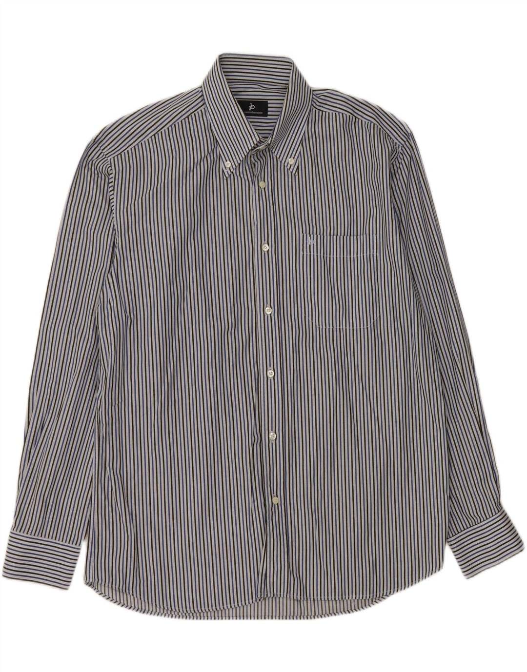 ROCCOBAROCCO Mens Shirt Size 41 16 Large Blue Striped Cotton