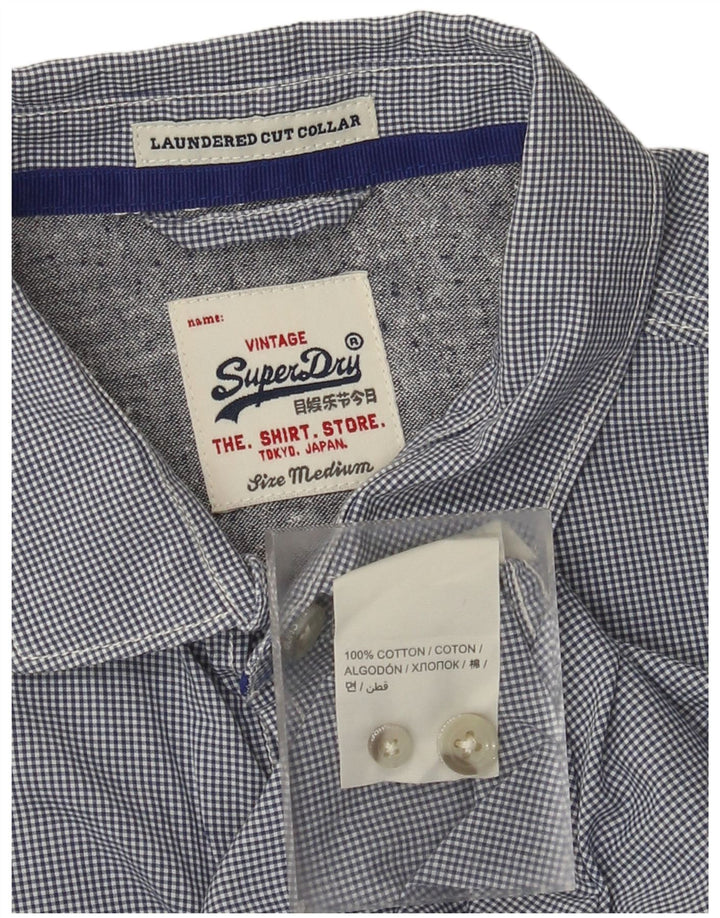 Superdry Chemise Homme Bleu Moyen Carreaux Coton