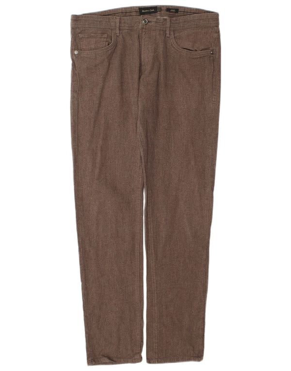 Massimo Dutti Pantalon décontracté slim pour homme EU 42 Large W32 L32 Marron Coton