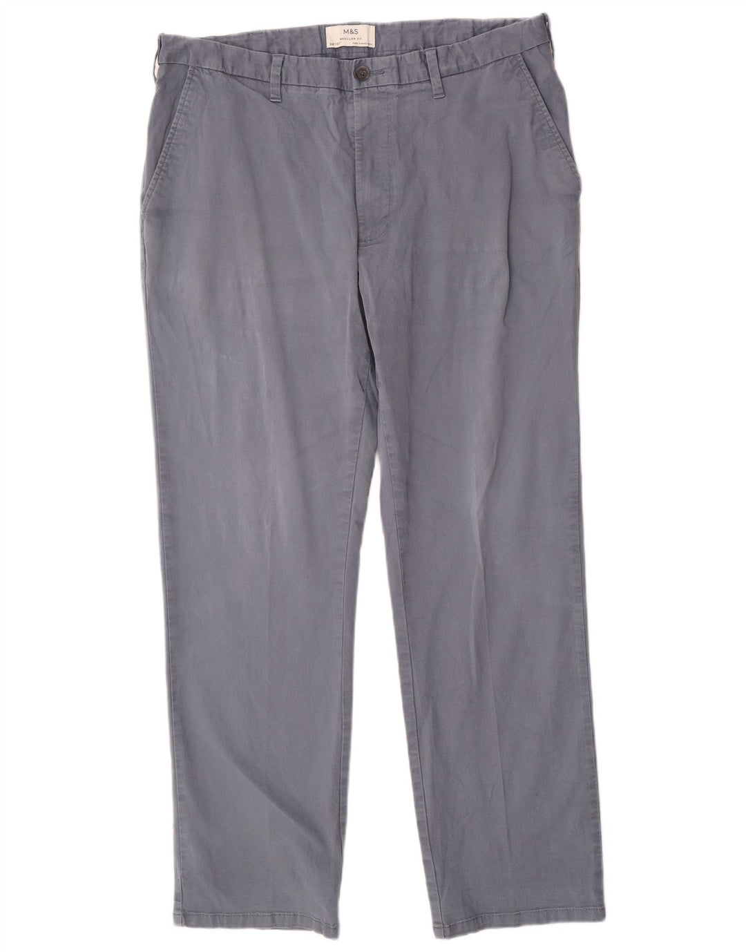 Marks & Spencer Pantalon Chino Coupe Regular Homme W38 L31 Bleu Coton