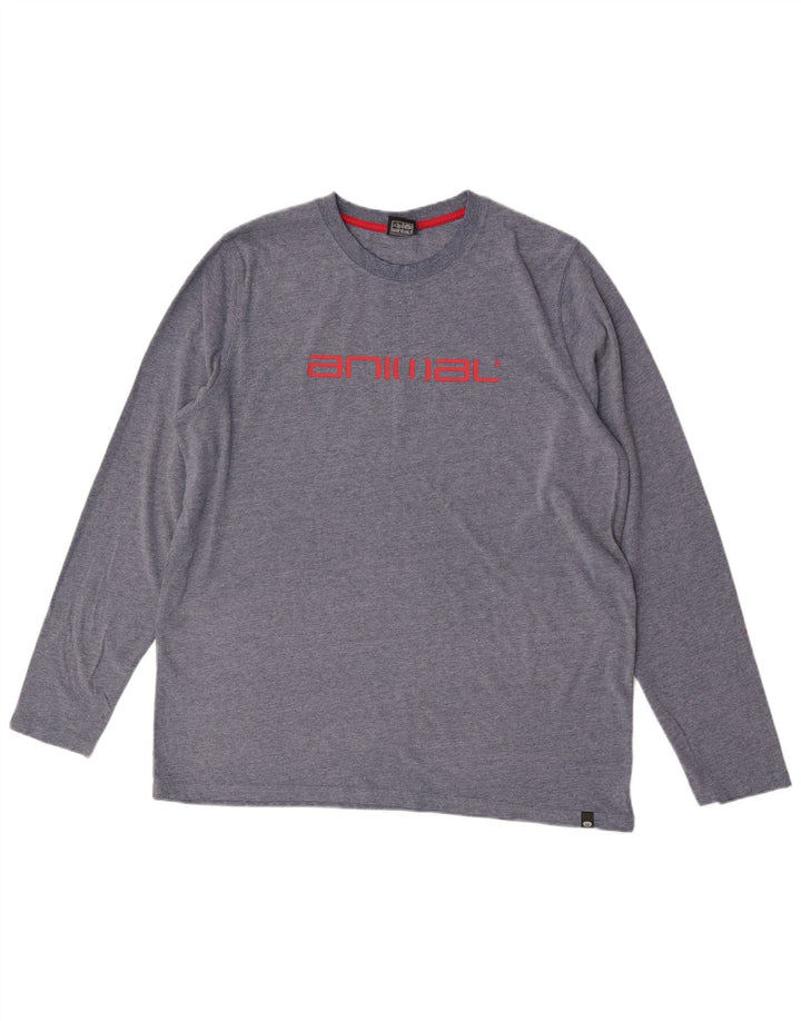 Animal Haut Graphique Homme Manches Longues XL Bleu Coton