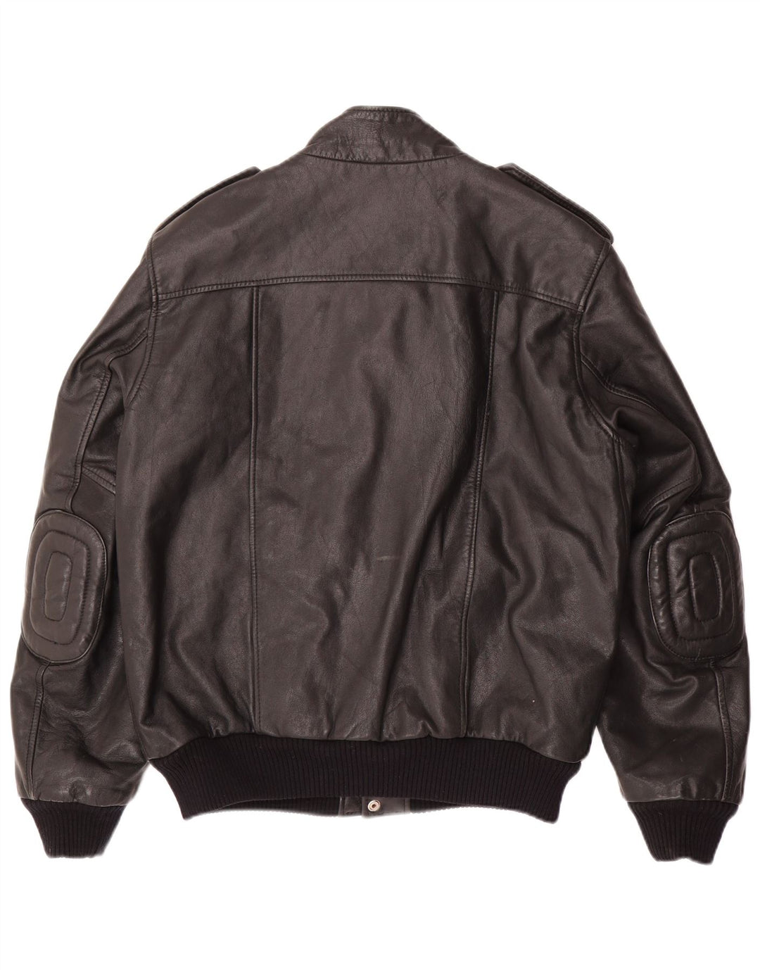 VINTAGE Veste en cuir militaire pour homme IT 54 2XL Cuir noir