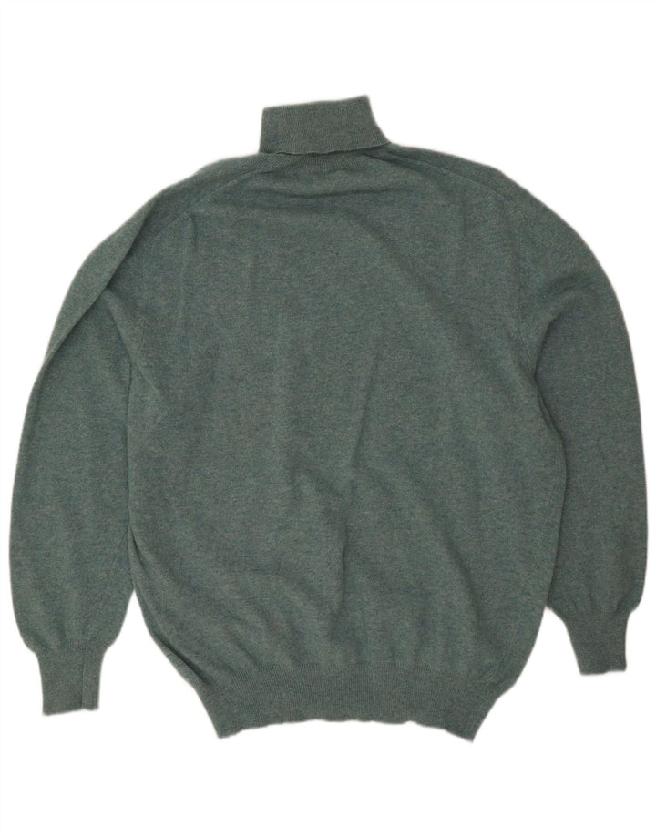 vintage Mens Roll Neck Jumper Pull Grand Vert