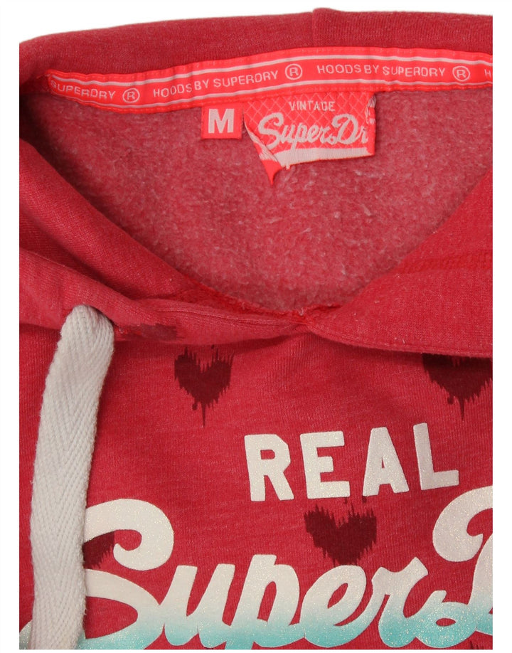 SUPERDRY Pull à capuche graphique pour femme UK 14 Medium Red Heart