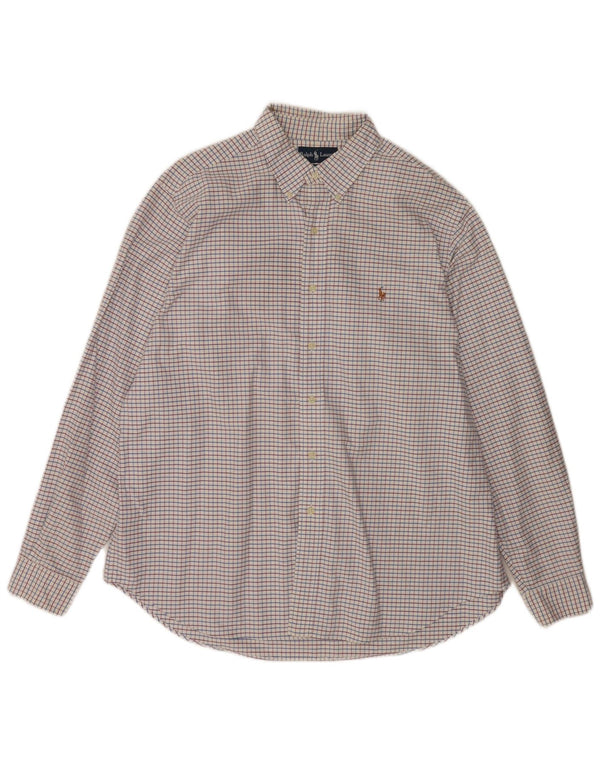 Ralph Lauren Chemise coupe classique pour homme Taille 17 1/2 XL Coton à carreaux blancs