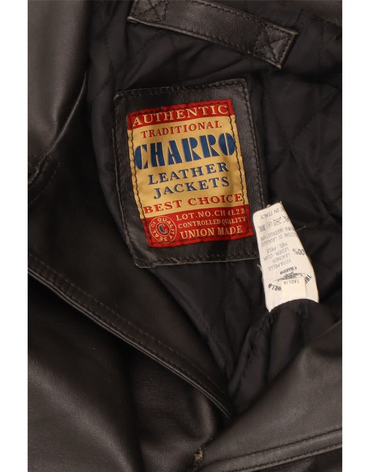 Charro Manteau en cuir pour homme UK 42 XL Cuir noir