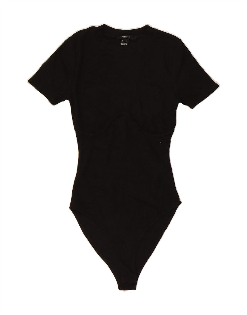 FOREVER 21 Womens Bodysuit UK 12 Medium Black Polyester Vintage Forever 21 and Second-Hand Forever 21 from Messina Hembry 