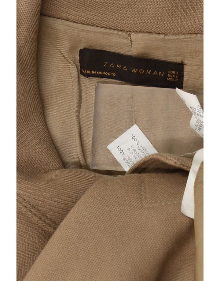 Zara Femme Pardessus UK 14 Grande Laine Beige