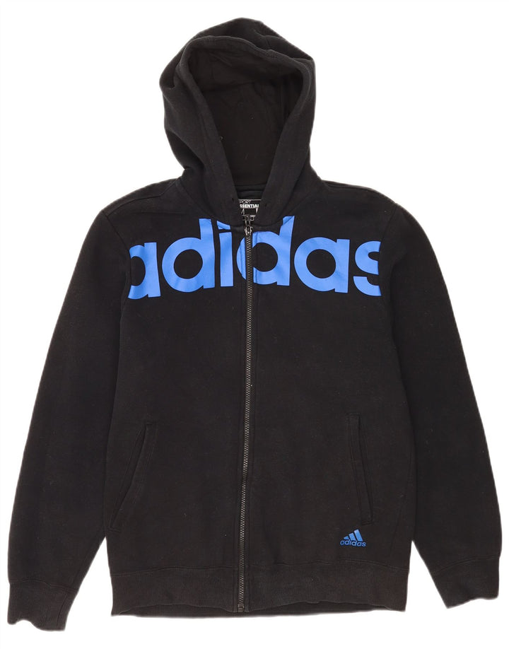 Adidas Pull à capuche zippé graphique pour homme en coton noir moyen