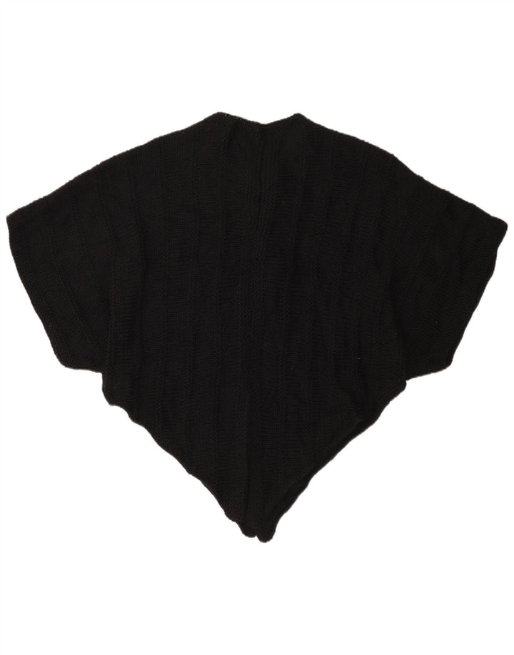 vintage Femme Asymétrique Poncho Jumper Taille Unique Noir