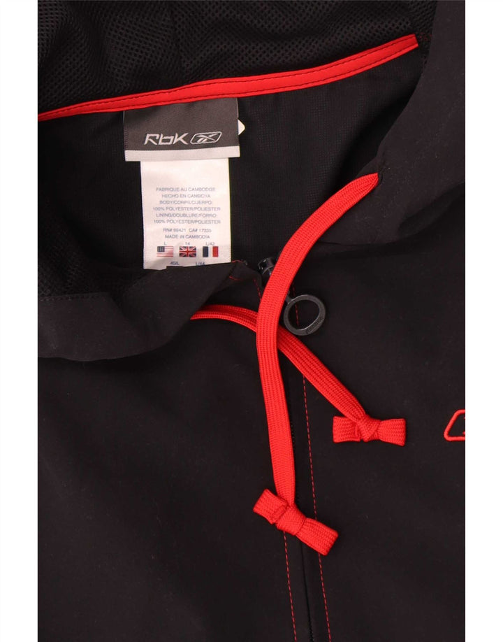 Reebok Veste de pluie à capuche pour femme UK 44 Large Noir Polyester