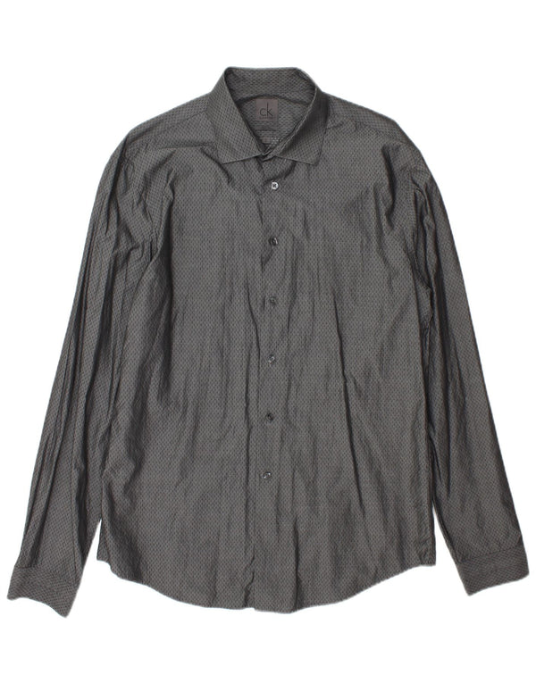 Calvin Klein Chemise slim fit pour homme Taille 41/16 Grand coton tacheté gris