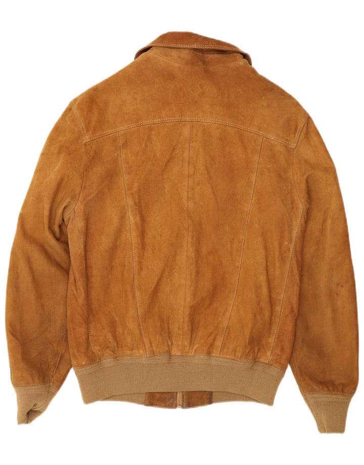 Veste Bomber En Daim Vintage Homme IT 48 Marron Moyen