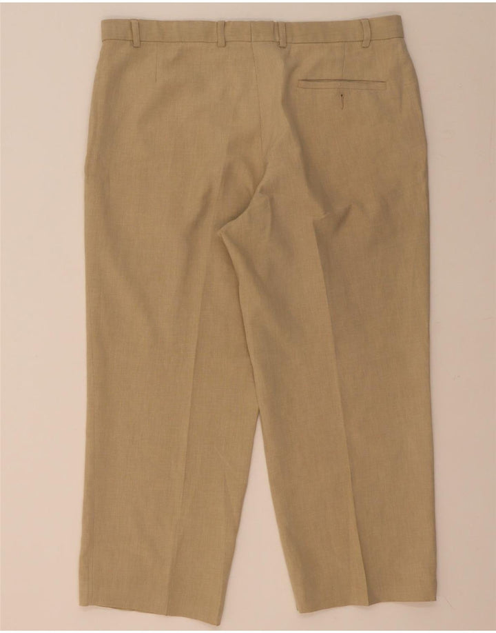 Marks & Spencer Pantalon de Costume Droit Homme W38 L26 Beige Polyester