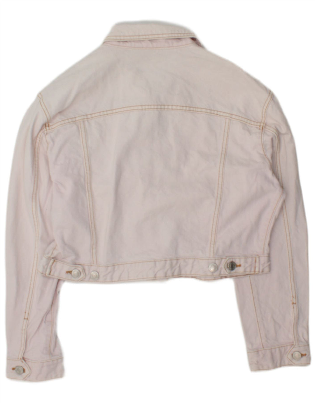 Zara Womens Crop Denim Jacket UK 16 Grand coton rose