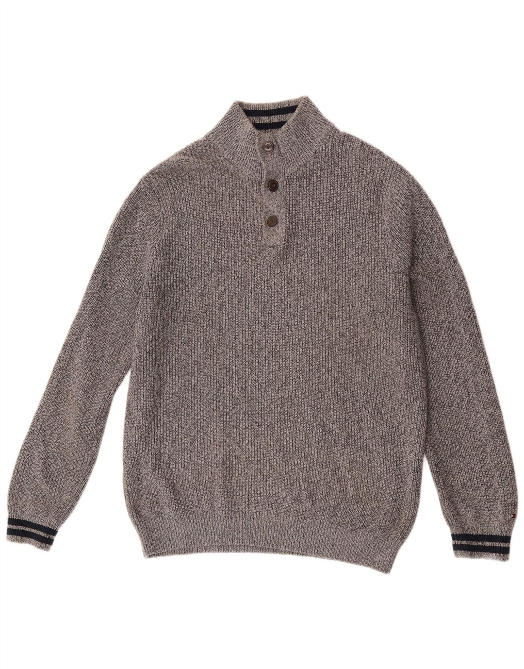 Tommy Hilfiger Pull à col boutonné pour homme XL Gris Coton