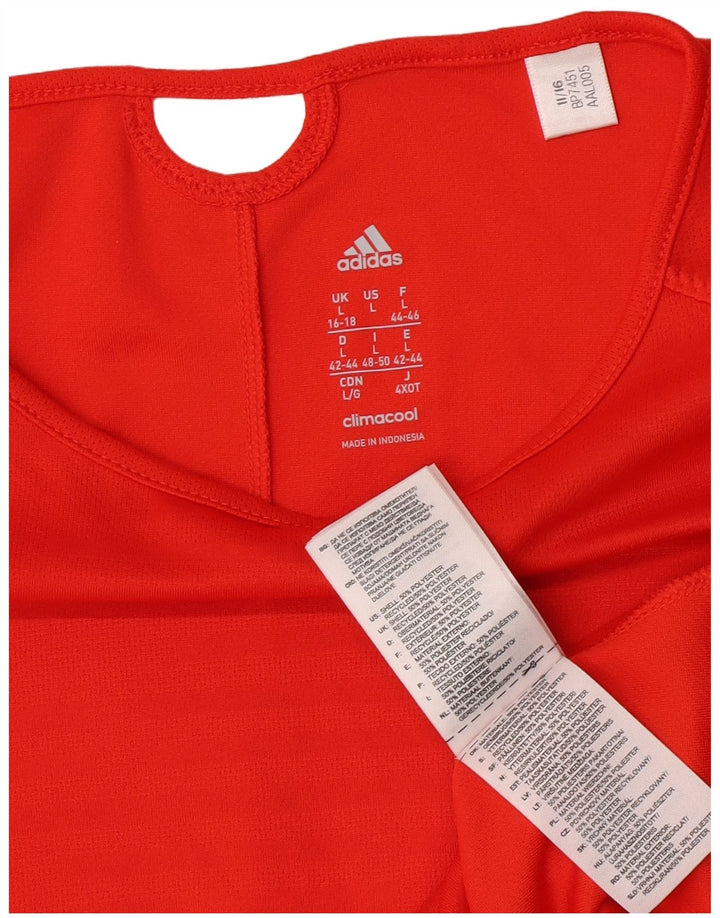 Adidas Climacool T-Shirt Top UK 16/18 Large Orange Polyester